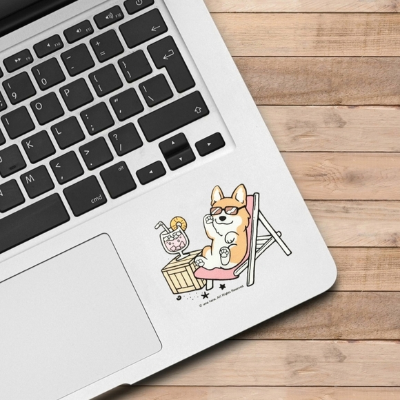 Waterproof Corgi Sticker Beach Relaxing Margarita Puppy - Picture 3 of 8